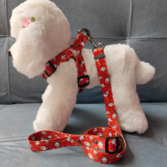 Christmas Dog Lead, Collar & Chest Harness