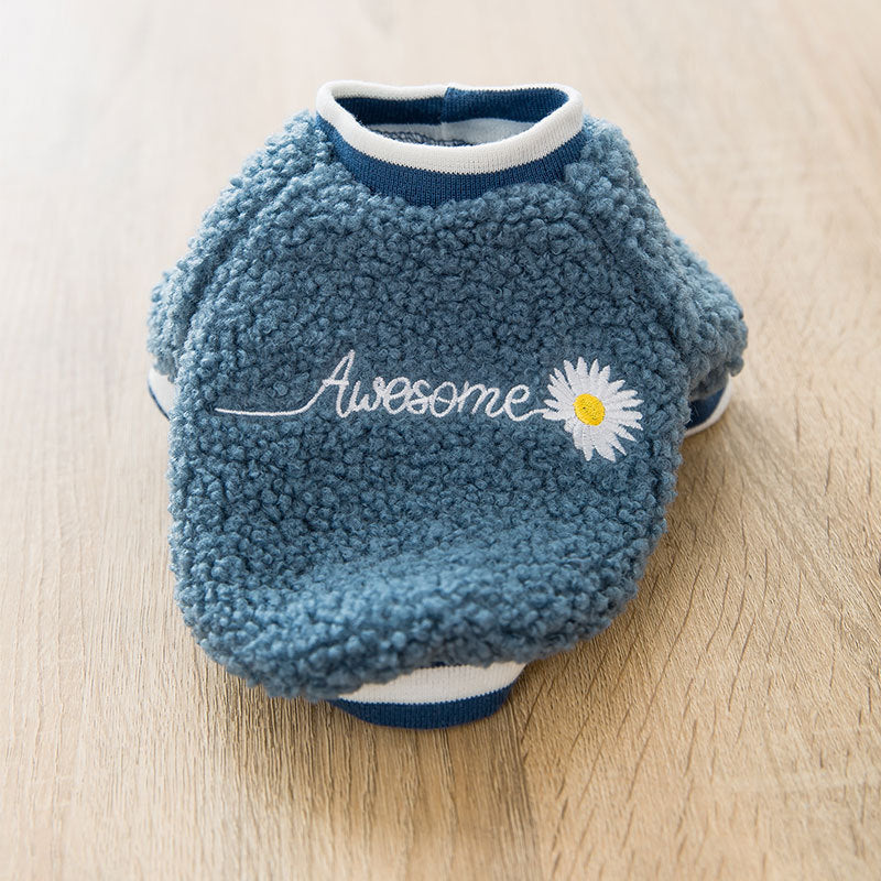 'Awesome' Embroidered Teddy Dog Jumper/Coat - Many sizes & 3 Colours