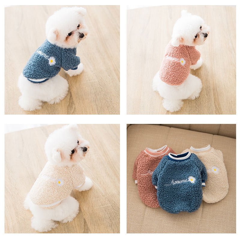 'Awesome' Embroidered Teddy Dog Jumper/Coat - Many sizes & 3 Colours