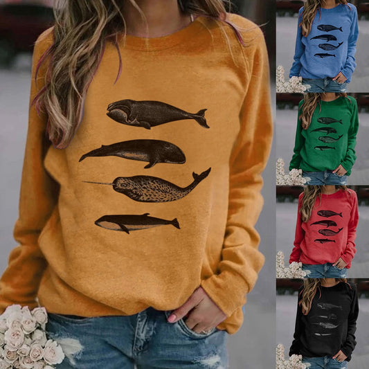 Crew neck whale print sweater - Pet Perfection