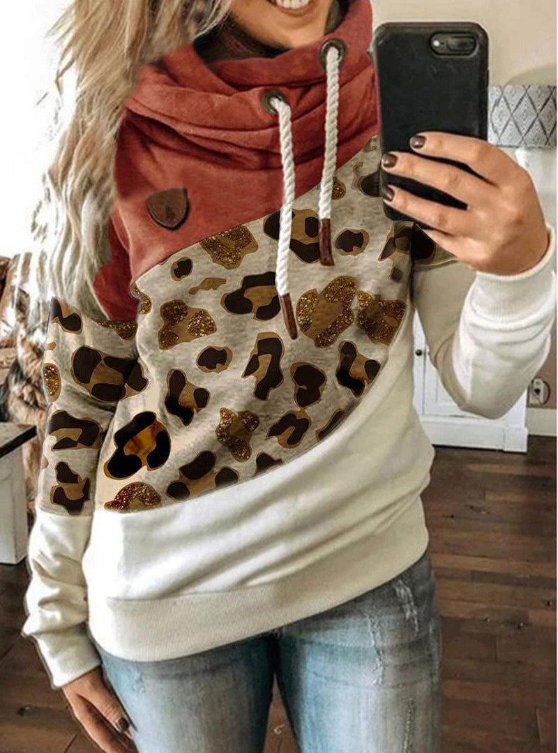 Printed stitching hooded fleece loose sweatshirt - Pet Perfection