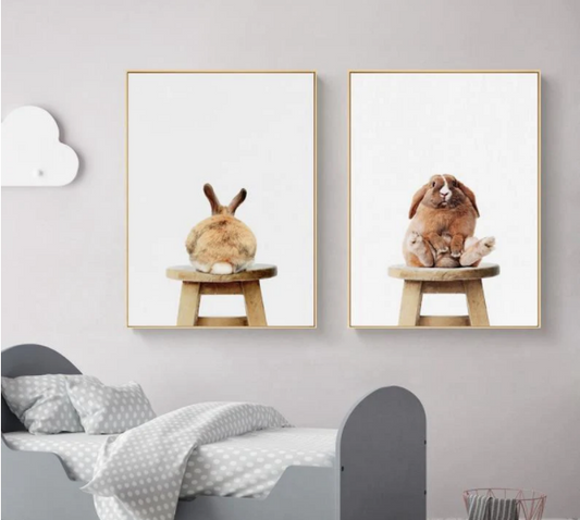 Sitting Cute Rabbit Canvas Poster - Pet Perfection