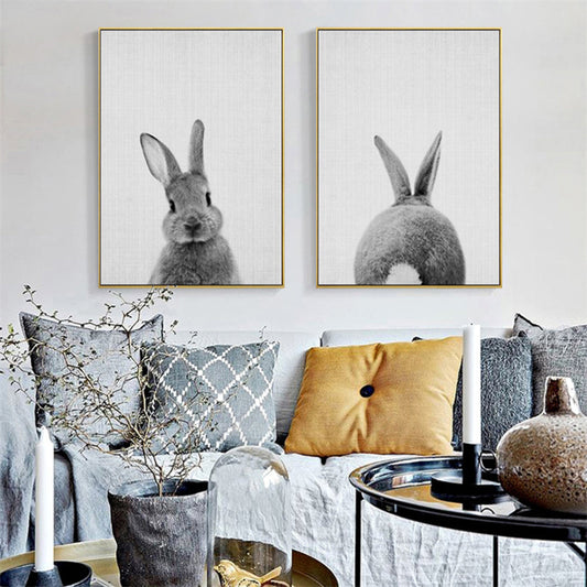 Rabbit Tail Black And White Poster - Pet Perfection