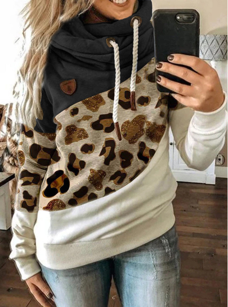 Printed stitching hooded fleece loose sweatshirt - Pet Perfection
