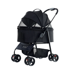 Cat Or Dog Stroller (8 Wheels Pet Trolley), with Detachable Carrier - Pet Perfection