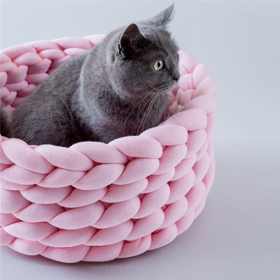 Coarse Wool Hand-woven Pet Nest Washable Solid Color - Pet Perfection