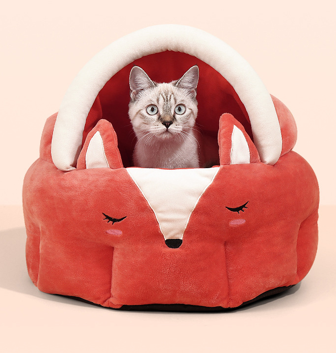 Funny Fox Shape Pet Cat Bed House Cozy Dog Cat Mat Bed Warm Durable Portable Pet Basket Kennel Dog Cushion Cat Supplies - Pet Perfection