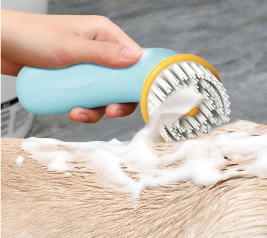 Hand-held Dog Bath Brush - Shampoo is held within handle for ease - Pet Perfection