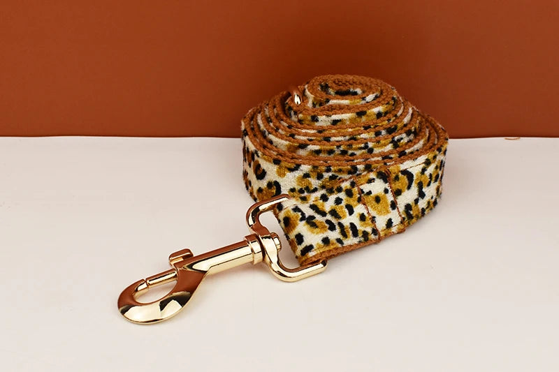 Customisable Leopard Print Dog Collar, Leash, Harness, & Poo Bag Holder sets